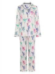 Chelsea Peers Natural Maternity Rainbow Dragon Print Long Pyjamas Set - Image 7 of 8