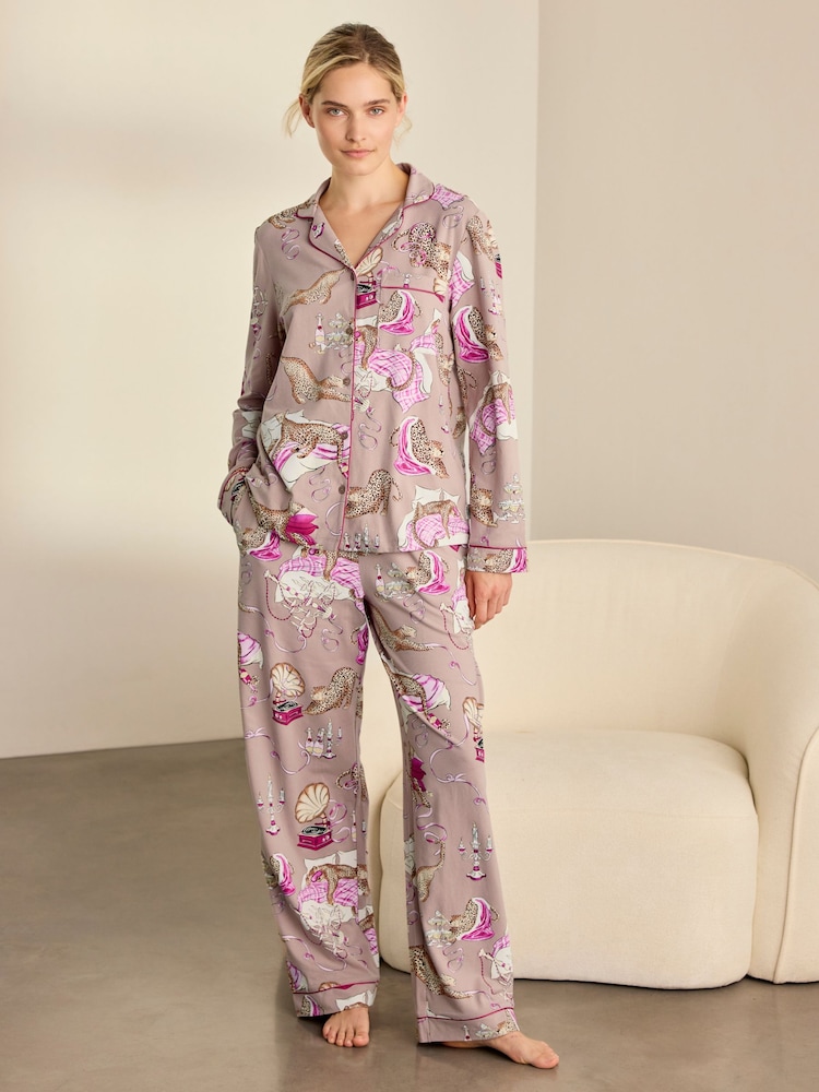 Conjunto de pijama largo de algodón con estampado de leopardo After Party de Chelsea Peers - Imagen 2 de 8 Conjunto de pijama largo de algodón con estampado de leopardo After Party de Chelsea Peers - Imagen 2 de 8