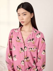 Chelsea Peers Pink Cotton Cosmic Cow Print Nightshirt - Image 3 of 5