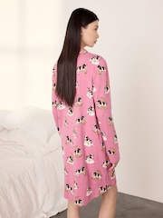 Chelsea Peers Pink Cotton Cosmic Cow Print Nightshirt - Image 4 of 5