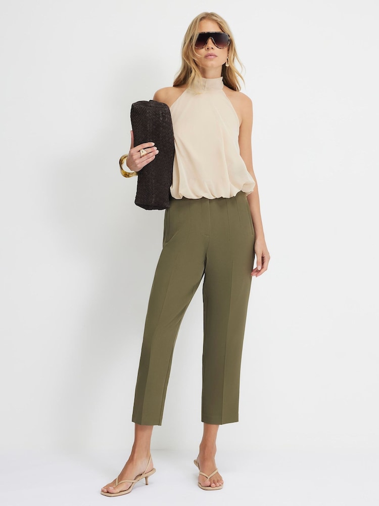 River Island Green High Waisted Cigarette Trousers - Image 1 of 4