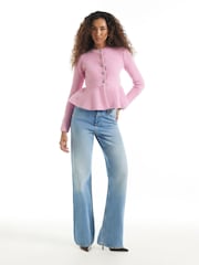 River Island Pink Peplum Knit Cardigan - Image 2 of 4