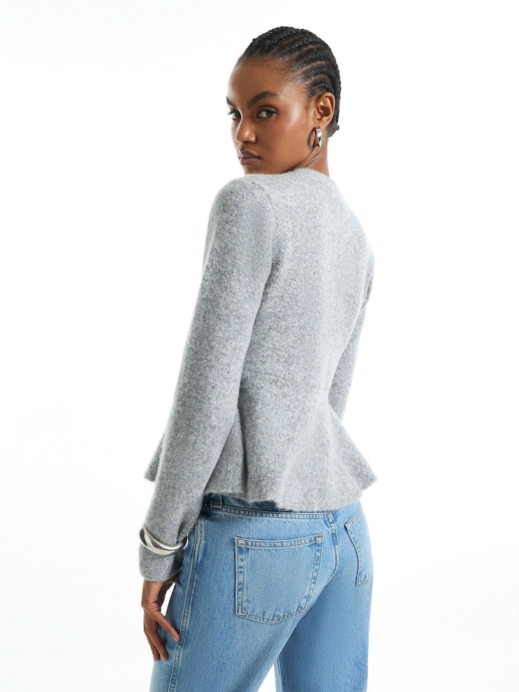 River Island Grey Peplum Knit Cardigan - Image 2 of 4