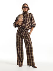 River Island 체크 와이드 레그 바지 - 4의 이미지 1