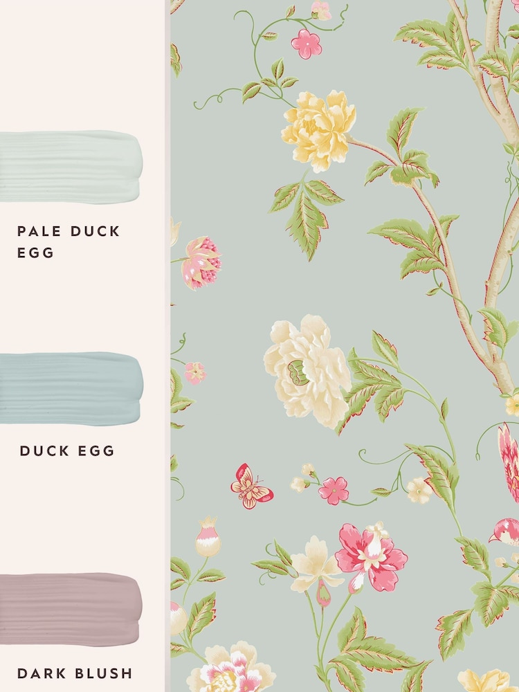 Laura Ashley Duck Egg Summer Palace 10M Wallpaper - Image 3 of 3