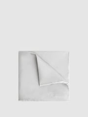 Reiss Silver Ceremony Plain Silk Pocket Square - Image 1 of 5