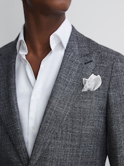 Reiss Silver Ceremony Plain Silk Pocket Square - Image 2 of 5