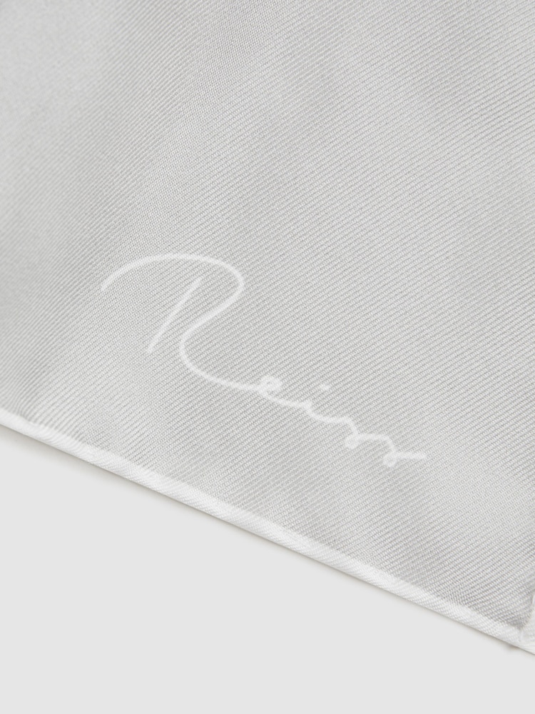 Reiss Silver Ceremony Plain Silk Pocket Square - Image 5 of 5