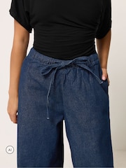 PixieGirl Petite Blue Rigid Pull On Wide Leg Jeans - Image 4 of 6