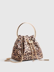 River Island Brown Leopard Droplet Bucket Bag - Image 2 of 5