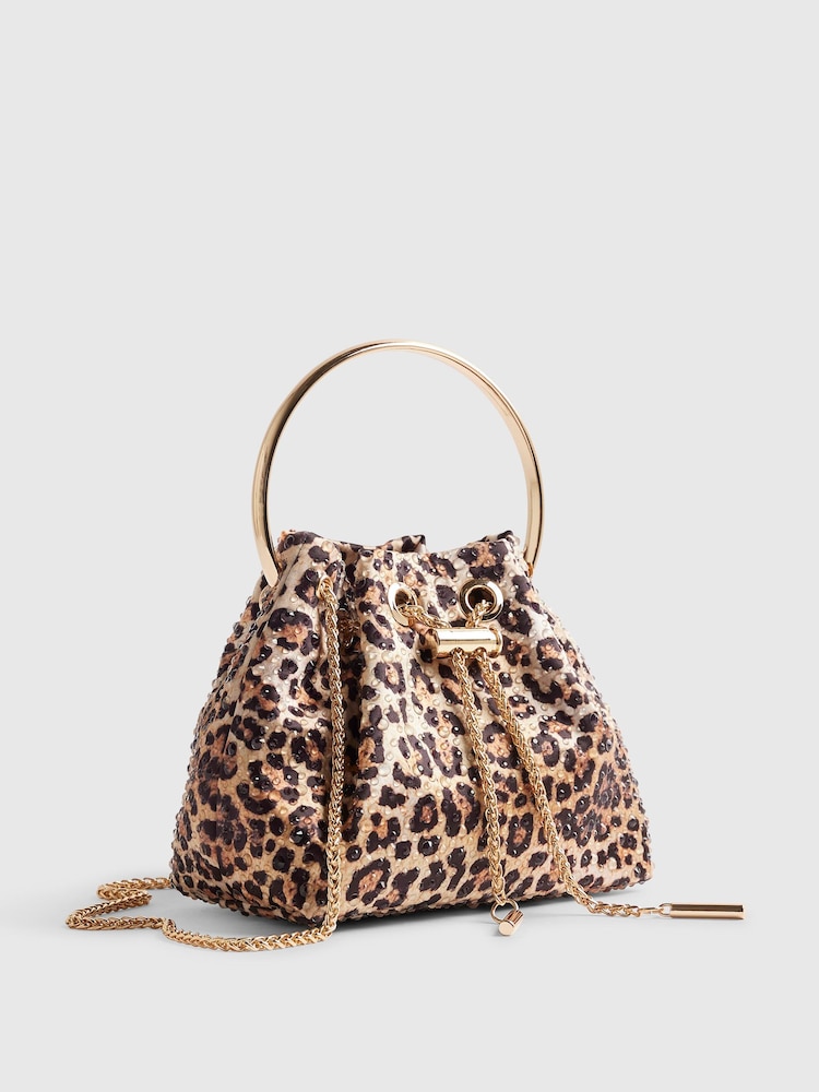 River Island Brown Leopard Droplet Bucket Bag - Image 2 of 5 River Island Brown Leopard Droplet Bucket Bag - Image 2 of 5