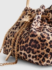 River Island Brown Leopard Droplet Bucket Bag - Image 4 of 5