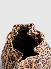 River Island Brown Leopard Droplet Bucket Bag - Image 5 of 5