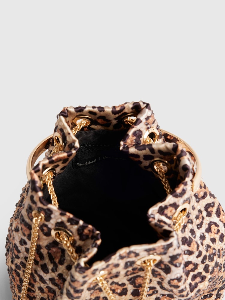 River Island Brown Leopard Droplet Bucket Bag - Image 5 of 5 River Island Brown Leopard Droplet Bucket Bag - Image 5 of 5