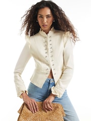 River Island Cream Frill Victoriana Jacket - Image 2 of 5