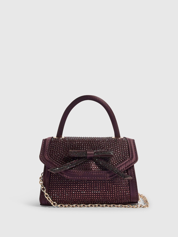 River Island Red Heatseal Bow Grab Bag - Image 1 of 6 River Island Red Heatseal Bow Grab Bag - Image 1 of 6
