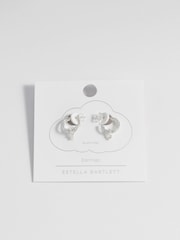 Estella Bartlett Silver Tone Duo Pave Star Hoops - Image 3 of 4