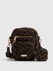 River Island Brown Leopard Webbing Strap Cross-Body Bag - Image 2 of 6