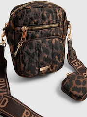 River Island Brown Leopard Webbing Strap Cross-Body Bag - Image 4 of 6