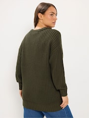 Yours Curve Green Longline Waffle Knit Jumper - Image 3 of 6