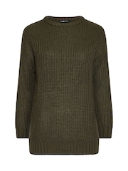 Yours Curve Green Longline Waffle Knit Jumper - Image 5 of 6