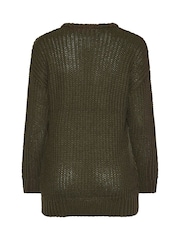 Yours Curve Green Longline Waffle Knit Jumper - Image 6 of 6