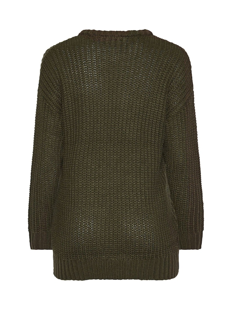 Yours Curve Green Longline Waffle Knit Jumper - Image 6 of 6 Yours Curve Green Longline Waffle Knit Jumper - Image 6 of 6