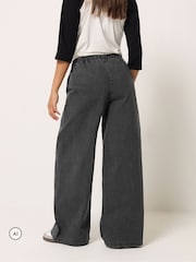 PixieGirl Petite Black Rigid Pull On Wide Leg Jeans - Image 3 of 6