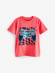 Red Controller Short Sleeve Flippy Sequin T-Shirt (3-16yrs) - Image 1 of 4