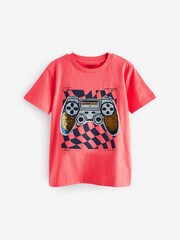 Red Controller Short Sleeve Flippy Sequin T-Shirt (3-16yrs) - Image 3 of 4