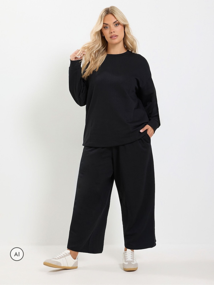 Қара - Yours Curve Sweatshirt And Barrel Joggers Set - 6суретінің 1 суреті