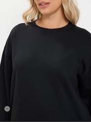 Қара - Yours Curve Sweatshirt And Barrel Joggers Set - 6суретінің 4 суреті