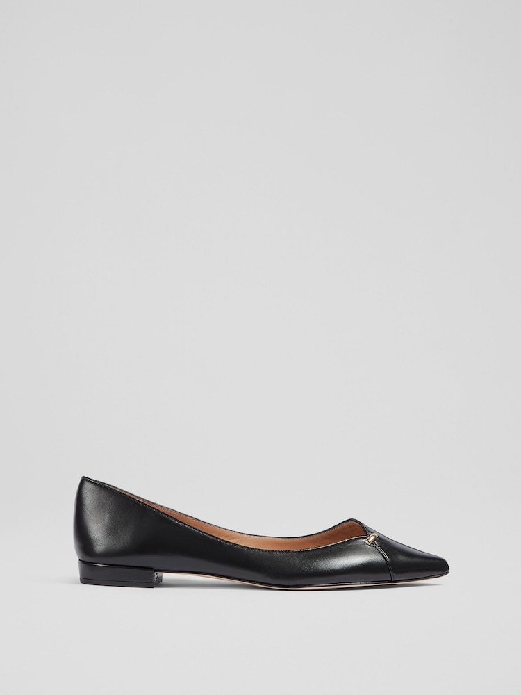 LK Bennett Black Cally Leather Flats - Image 1 of 4 LK Bennett Black Cally Leather Flats - Image 1 of 4