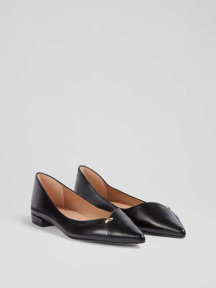 LK Bennett Black Cally Leather Flats - Image 2 of 4 LK Bennett Black Cally Leather Flats - Image 2 of 4