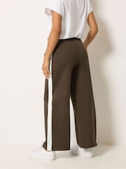 M&Co Brown Petite Side Stripe Cotton Wide Leg Joggers - Image 3 of 6