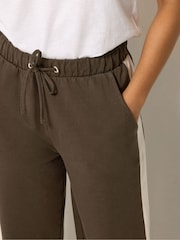 M&Co Brown Petite Side Stripe Cotton Wide Leg Joggers - Image 4 of 6