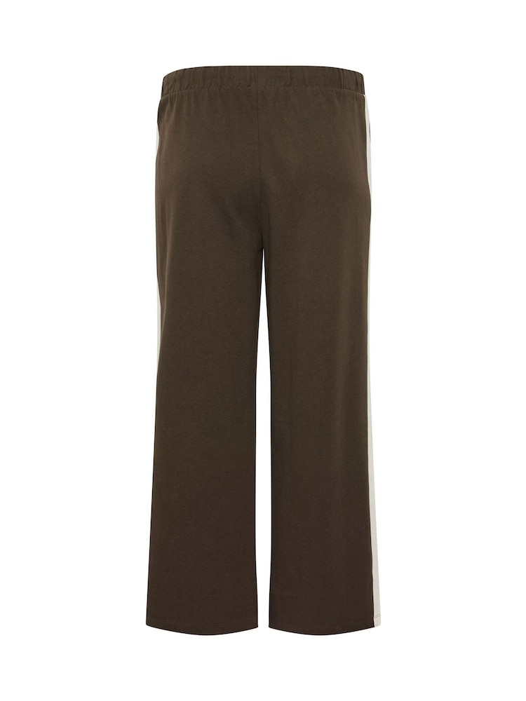 M&Co Brown Petite Side Stripe Cotton Wide Leg Joggers - Image 6 of 6