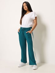 M&Co Blue Petite Side Stripe Cotton Wide Leg Joggers - Image 1 of 6