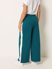 M&Co Blue Petite Side Stripe Cotton Wide Leg Joggers - Image 3 of 6
