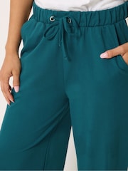 M&Co Blue Petite Side Stripe Cotton Wide Leg Joggers - Image 4 of 6