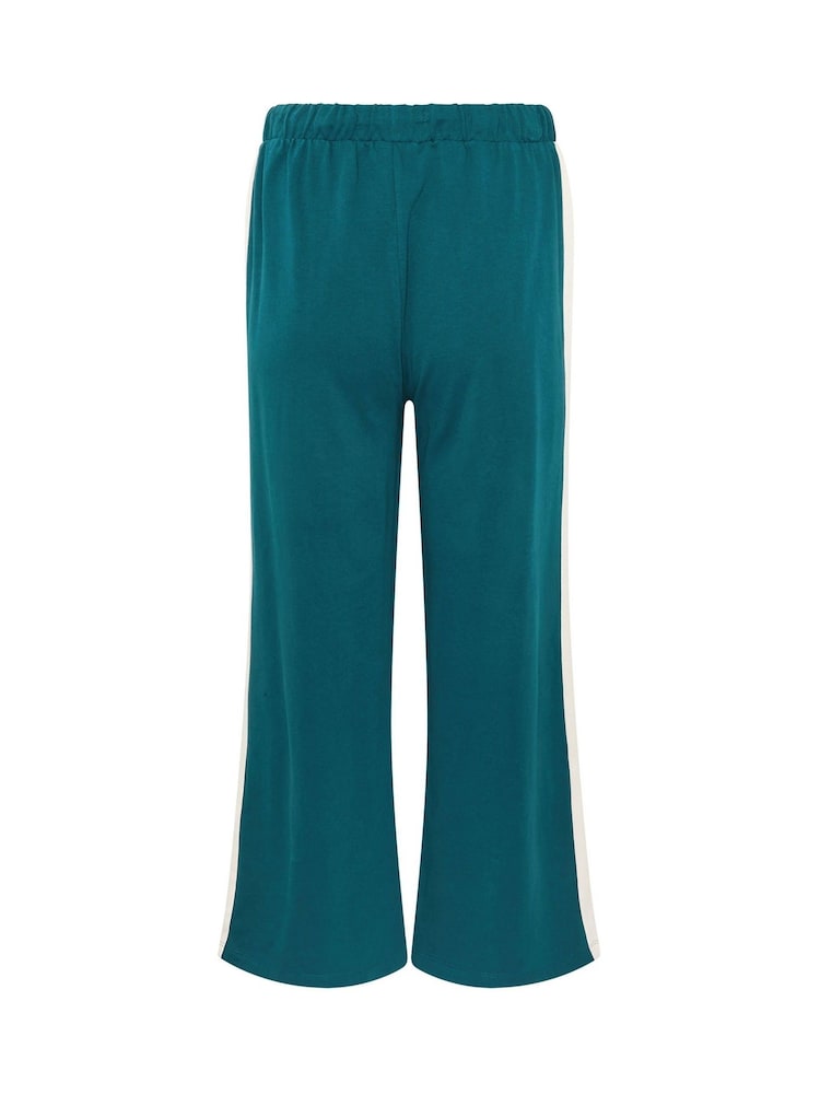 M&Co Blue Petite Side Stripe Cotton Wide Leg Joggers - Image 6 of 6