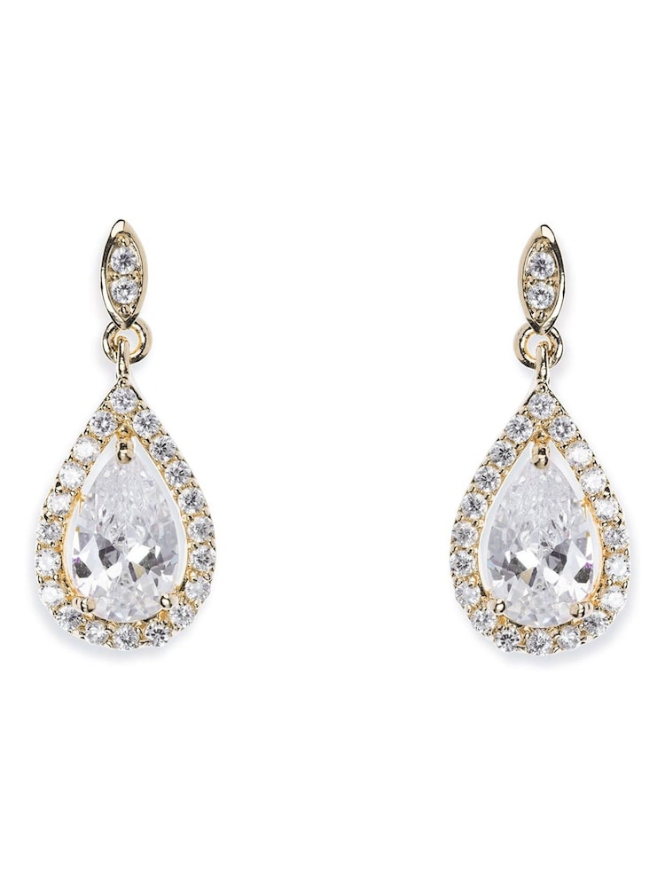 Ivory & Co Gold Belmont And Crystal Teardrop Earring - Image 1 of 5