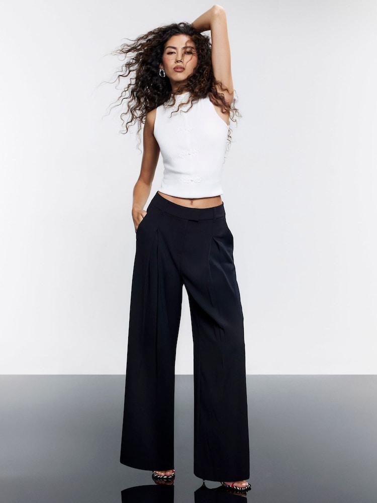 River Island Black Crepe Wide Leg Trousers - Image 1 of 4