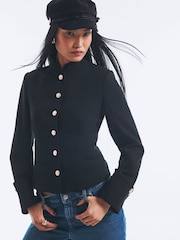 River Island Black Long Sleeve High Neck Military Jacket - Image 1 of 4