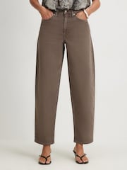 River Island Brown Cinnamon Core Barrel Jeans - Image 1 of 4