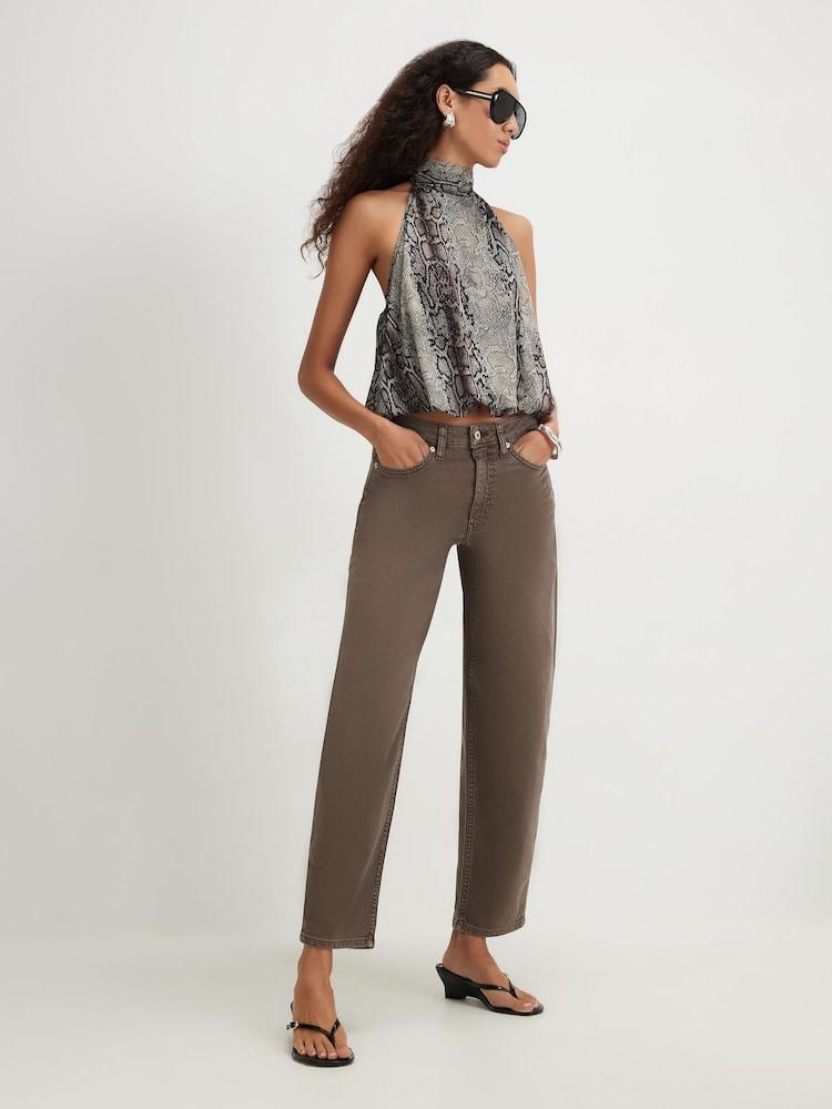 River Island Brown Cinnamon Core Barrel Jeans - Image 4 of 4 River Island Brown Cinnamon Core Barrel Jeans - Image 4 of 4