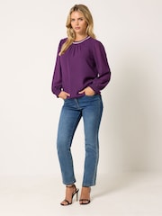 M&Co Petite Trim Neck Blouse - 6的图像2｝