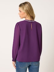 M&Co Petite Trim Neck Blouse - 6的图像3｝