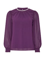 M&Co Petite Trim Neck Blouse - 6的图像5｝
