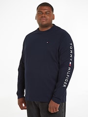 Tommy Hilfiger Blue Big And Tall Long Sleeve 100% Cotton T-Shirt - Image 1 of 6